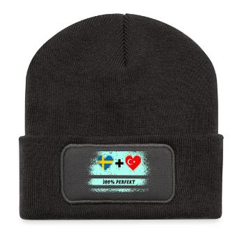 Turquie et Suède 100% Parfait / Cadeau - Beanie recyclé à patch - charbon - Devant