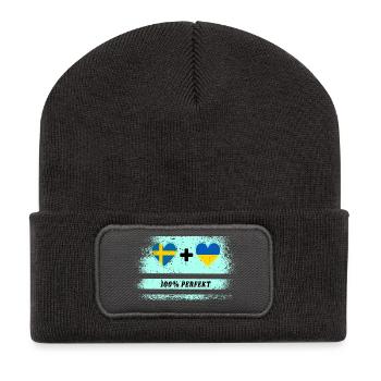 Ukraine et Suède 100% parfait / cadeau - Beanie recyclé à patch - charbon - Devant