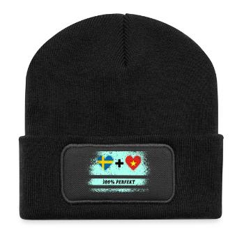 Vietnam und Schweden 100% perfekt / Geschenk - Recycelte Patch Beanie - Schwarz - Vorne