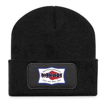 Norway Sport Fishing Adventure Heilbutt - Recycelte Patch Beanie - Schwarz - Vorne