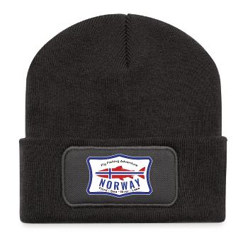 Norvège Pêche à la mouche Aventure Pêche au saumon, Mouche - Beanie recyclé à patch - charbon - Devant