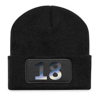 geburtstagsfeier, 18 farbverlauf tagesanbruch - Recycelte Patch Beanie - Schwarz - Vorne