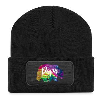 Bär Papa Batik Tie Dye - Recycelte Patch Beanie - Schwarz - Vorne