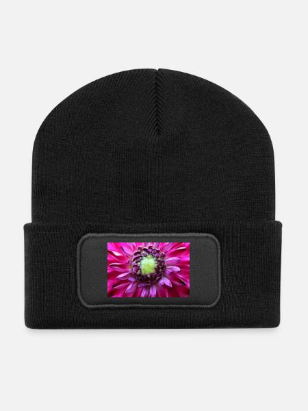 pinke Blume Blüte bunt rosa Poster - Recycelte Patch Beanie - Schwarz