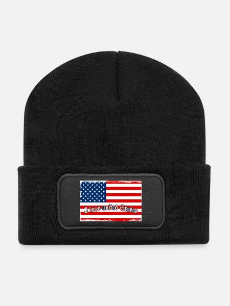 Ich liebe die Vereinigten Staaten - Recycelte Patch Beanie - Schwarz