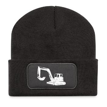 Silhouette de conducteur de pelle - Opérateur d’équipement de construction - Beanie recyclé à patch - charbon - Devant