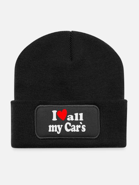 I Love All My Cars - Recycled Patch Beanie - black