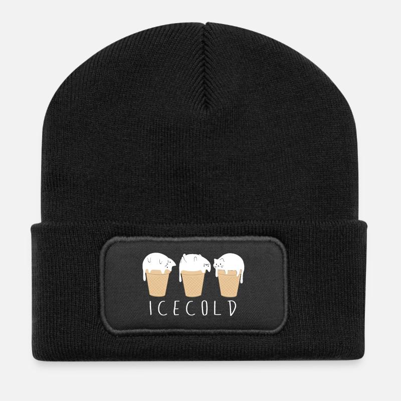 icecold katze lustige katze baby eiscreme - Recycelte Patch Beanie - Schwarz