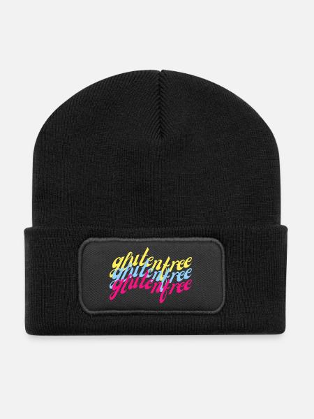 Gluten free geschwungen bunt - Recycelte Patch Beanie - Schwarz