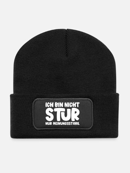 Ich bin nicht stur nur meinungsstabil - Recycelte Patch Beanie - Schwarz