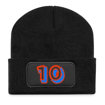 10. 10 JAHRE. 10-JÄHRIGES JUBILÄUM. 10-JÄHRIGES JUBILÄUM. - Recycelte Patch Beanie - Schwarz - Vorne