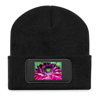 Blume rosa pinke Blume Blumen pink rosa Blumen - Recycelte Patch Beanie - Schwarz - Vorne
