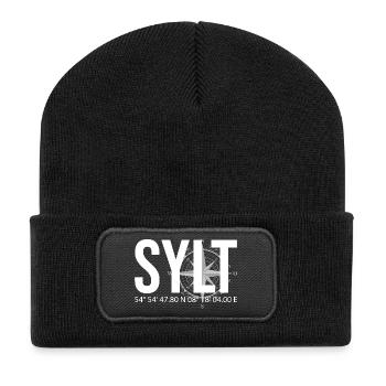 Koordinaten Sylt - Recycelte Patch Beanie - Schwarz - Vorne