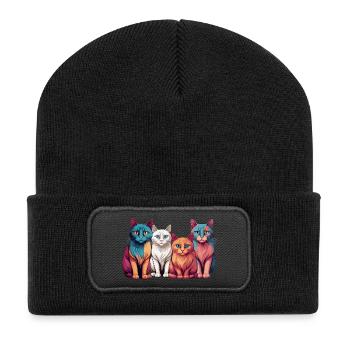 Gang de chats - Beanie recyclé à patch - noir - Devant