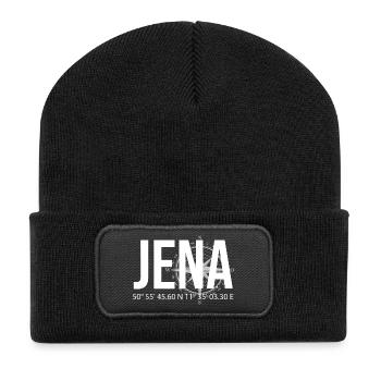 Koordinaten Jena - Recycelte Patch Beanie - Schwarz - Vorne