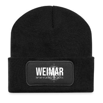 Koordinaten Weimar - Recycelte Patch Beanie - Schwarz - Vorne