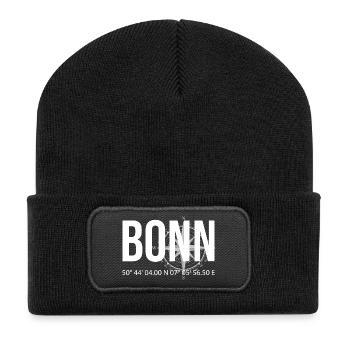 Koordinaten Bonn - Recycelte Patch Beanie - Schwarz - Vorne