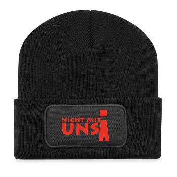 nicht mit uns! - Recycelte Patch Beanie - Schwarz - Vorne