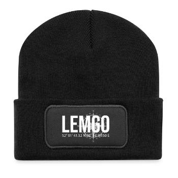 Koordinaten Lemgo - Recycelte Patch Beanie - Schwarz - Vorne