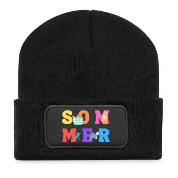 Sommer - Summer - Sommerliebe - Sonne - Recycelte Patch Beanie - Schwarz - Vorne
