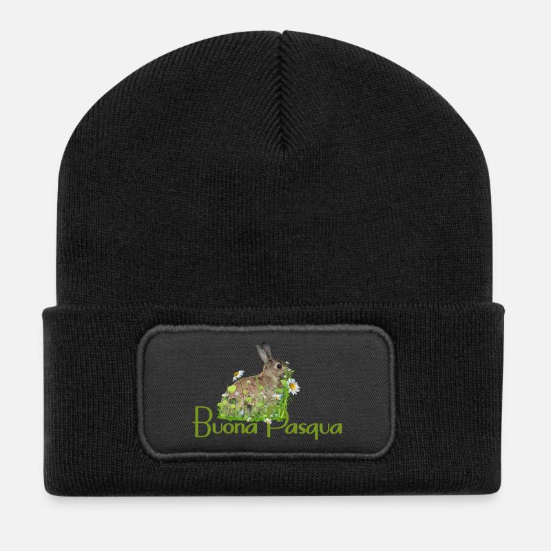 Frohe Ostern - Recycelte Patch Beanie - Schwarz