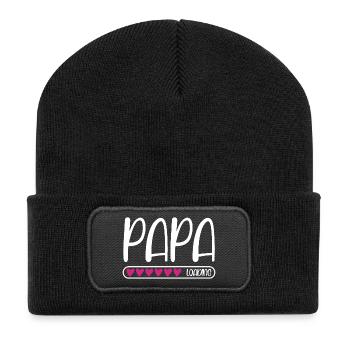 Papa loading - Recycelte Patch Beanie - Schwarz - Vorne