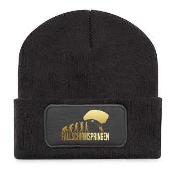 Evolution Fallschirmspringen - Recycelte Patch Beanie - Dunkelgrau - Vorne