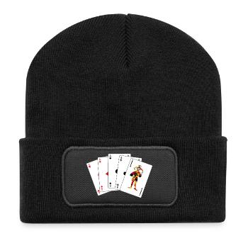 Cinq cartes Carré - Beanie recyclé à patch - noir - Devant