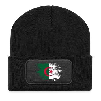 Algerien Flagge used - Recycelte Patch Beanie - Schwarz - Vorne