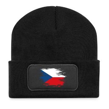 Tschechien Flagge used Design - Recycelte Patch Beanie - Schwarz - Vorne