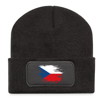Drapeau de la République tchèque utilisé design - Beanie recyclé à patch - charbon - Devant