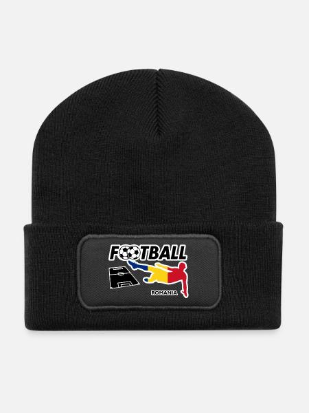 Fußball Fieber Rumänien - Recycelte Patch Beanie - Schwarz