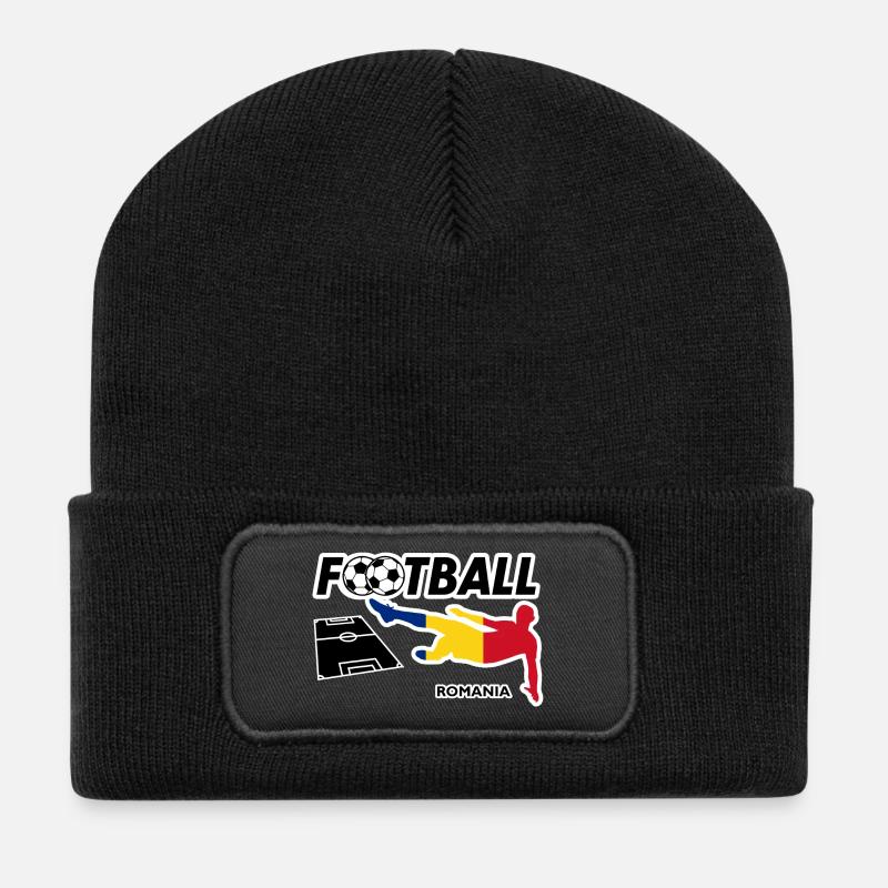 Fußball Fieber Rumänien - Recycelte Patch Beanie - Schwarz