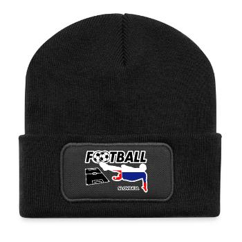 Fußball Fieber Slowakei - Recycelte Patch Beanie - Schwarz - Vorne