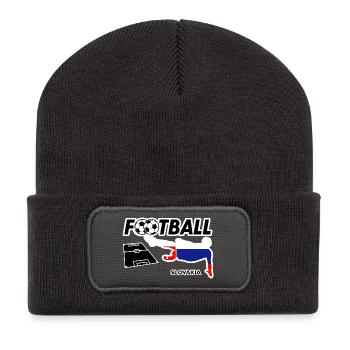 Fußball Fieber Slowakei - Recycelte Patch Beanie - Dunkelgrau - Vorne