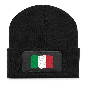 Italien Flagge Design Grunge Style - Recycelte Patch Beanie - Schwarz - Vorne