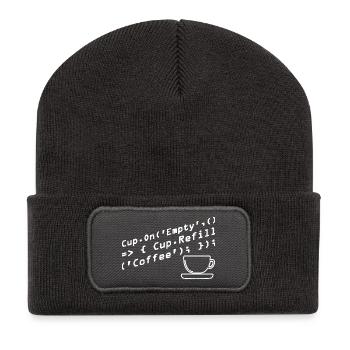 Aus Kaffee Code generieren Programmierer - Recycelte Patch Beanie - Dunkelgrau - Vorne