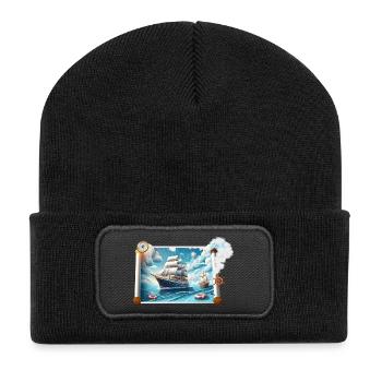 Nautische Segelreise - Recycelte Patch Beanie - Schwarz - Vorne