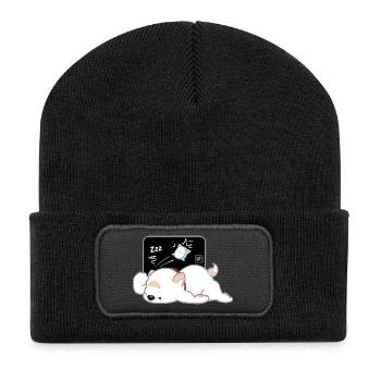 Dog Korean - Japanese Style 04 - Recycled Patch Beanie - black - Front