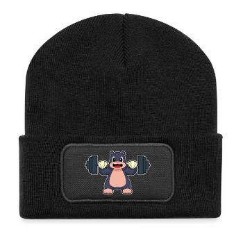 Mole Bodybuilder Barbell Bodybuilding - Recycled Patch Beanie - black - Front