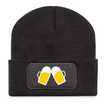 Bière, verres à bière, cadeau de la fête des pères Papa - Beanie recyclé à patch - charbon - Devant