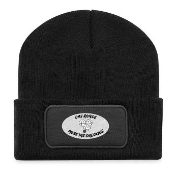 Petanque Logo - Recycelte Patch Beanie - Schwarz - Vorne