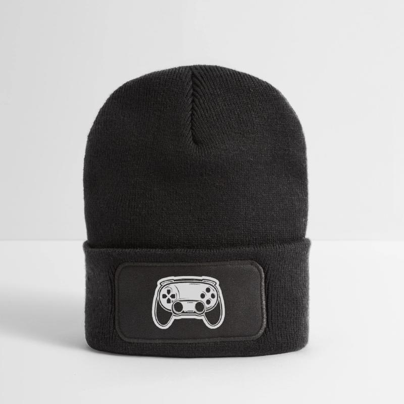 Video Game Controller Drawing Recycled Patch Beanie