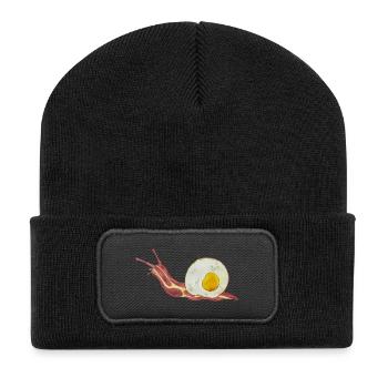 Bacon Roll Bacon and egg Fried Egg - Recycled Patch Beanie - black - Front