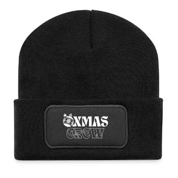 Festliche Weihnachten Schwerkraft Illustration - Recycelte Patch Beanie - Schwarz - Vorne