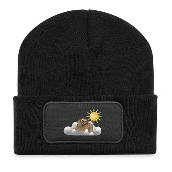 Faultier-Wolken - Recycelte Patch Beanie - Schwarz - Vorne