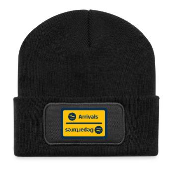 Arrivées/Départs - Beanie recyclé à patch - noir - Devant