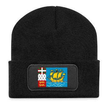 Flag of Saint-Pierre and Miquelon - Recycled Patch Beanie - black - Front