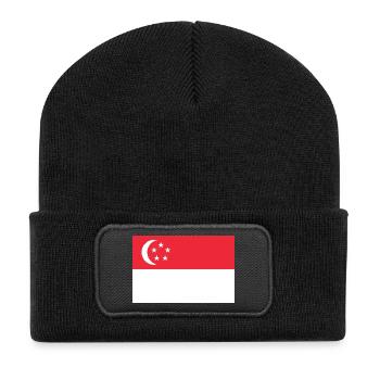 Singapur - Recycelte Patch Beanie - Schwarz - Vorne