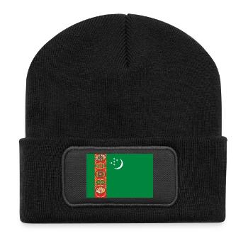 Turkmenistan – Orientalisches Wappen Flagge - Recycelte Patch Beanie - Schwarz - Vorne